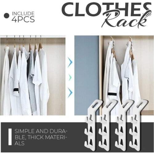 4PCS Multi-function Wardrobe Space-saving Stack Hanger Hook Coat Hook Plastic Closet Stack Hanger Rack Bedroom Storage Organizer