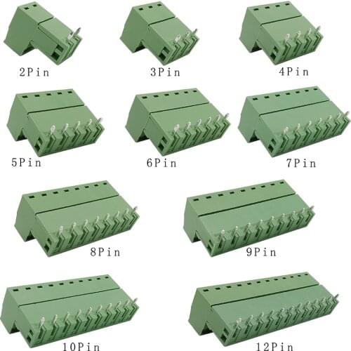 5/10Pair 2EDG 5.08mm 2/3/4/5/6/7/8/9/10/12Pin Right Angle PCB Screw Terminal Blocks Connector Pitch 5.08mm Header Sockets