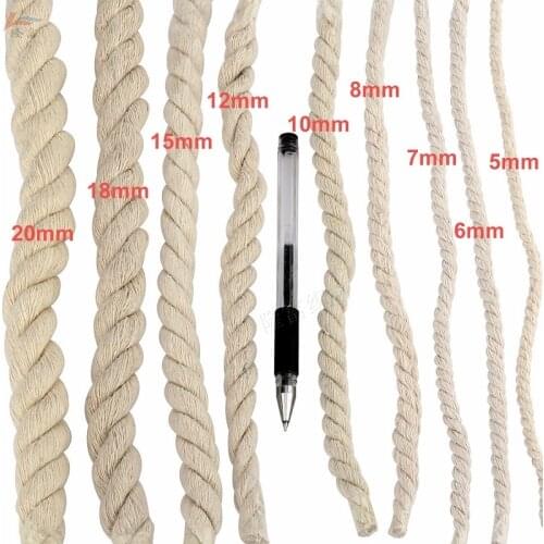 5/20mmx10M Natural Cotton Macrame Cotton Cords Twisted Cotton Rope for Bag Beautifully Tied Cotton Thread DIY Home Textile