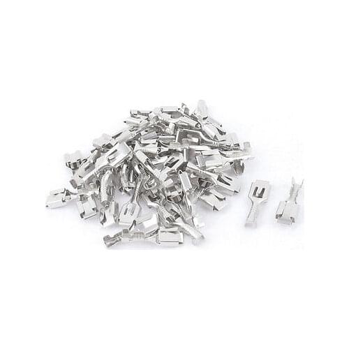 50Pcs Non Insulation 6.3mm Metal Crimp Terminal Female Spade Connector