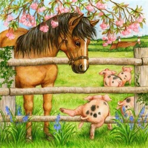 5d Diamond Painting Full Square Pig and horse Diamond Embroidery Mosaic Rhinestone Pictures Art Home Decorations