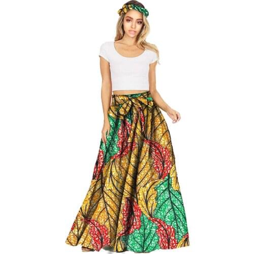 African Dress for Women Ankara Traditional Wax Print Adjustable Strap Maxi Skirt | Dress with Hair band v2125030