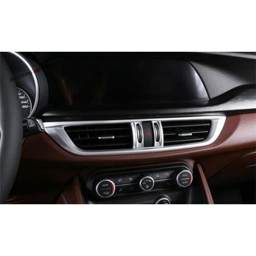 Yimaautotrims Central Air Conditioner AC Outlet Vent Cover Trim Fit For Alfa Romeo Stelvio 2017 - 2020 ABS Interior Mouldings