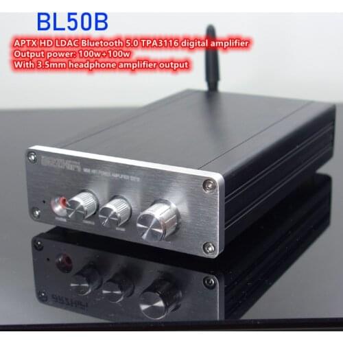 Bluetooth 5.0 APTX HD LDAC digital amplifier with DAC TPA3116 2 channel 100W +100W BL50b