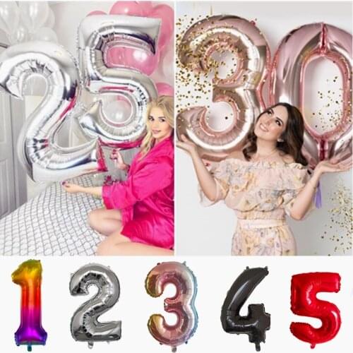 Giant Size 40&42 Inch Blue/Pink Big Number Foil Balloons 0-9 Birthday Wedding Engagement Party Decor Globos Kids Ball Supplies