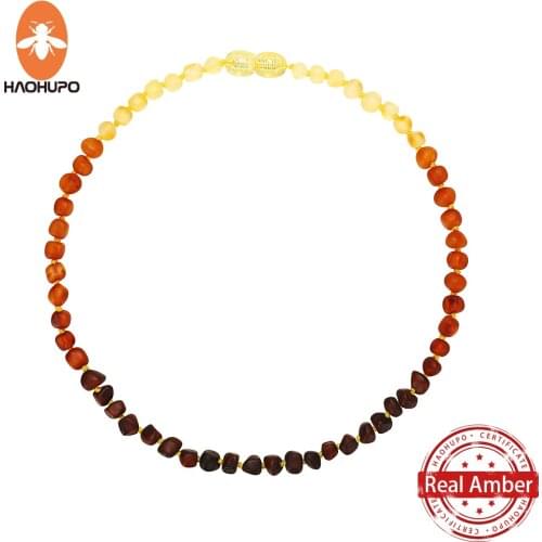 HAOHUPO Top Hot Quality Classic Fashion Natural Stone Baltic Amber Necklace Jewelry baby Necklace Jade Handmade Necklace Child