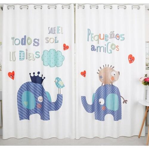 Personal Tailor 2x Grommet Window Drapery Curtain Nursery Kids Children Room Window Dressing Tulle 200x260cm Elephant White