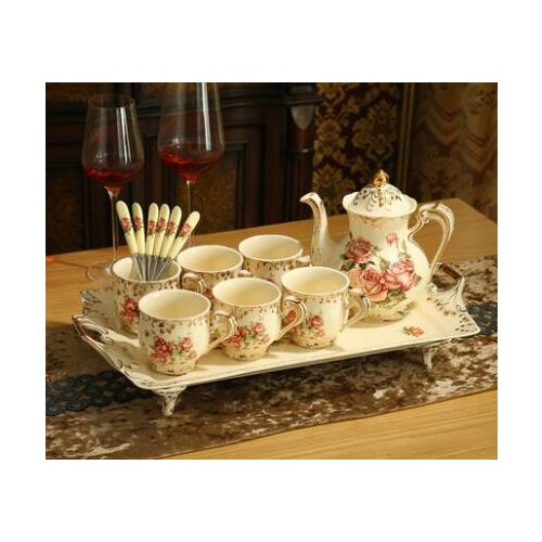 Ceramic coffee cup set European tea set coffee set British afternoon tea set with tray