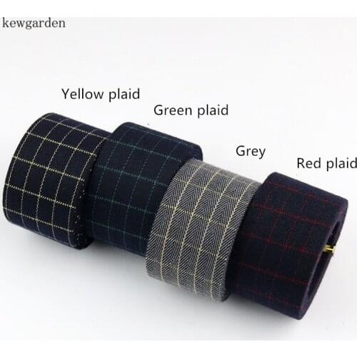 Kewgarden Plaid Fabric Layering Cloth Ribbons 2" 1.5" 1" 10mm DIY Hair bow Brooch Satin Ribbon Handmade Tape Accessories 8Meters