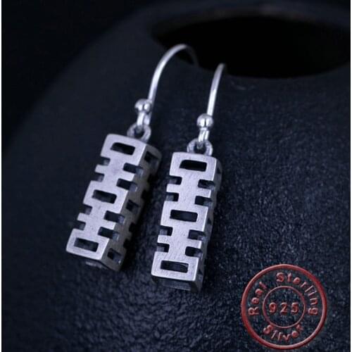 Amxiu Handmade Chinese Earrings 925 Sterling Silver Drop Earrings Vintage Jewelry For Women Girls Ear Piercings Party Jewelry