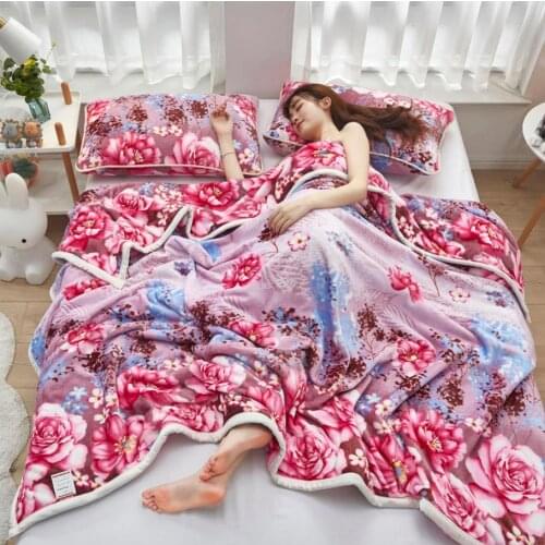 Comfortable Sleep Blanket Plus Velvet Keep Warm in Winter Autumn Bedding Blanket Blanket Mattress (Not Including Pillowcase)F028