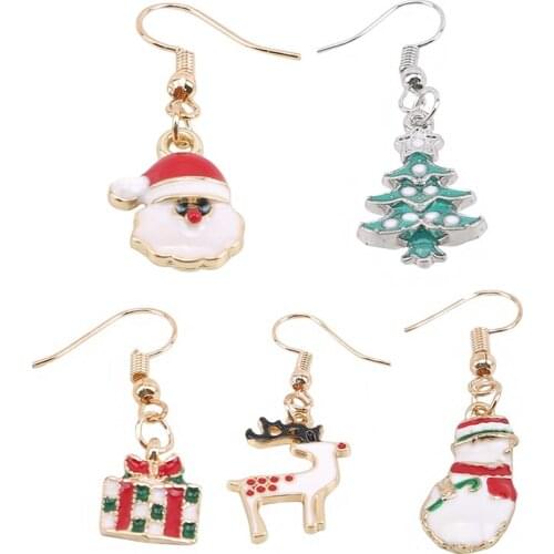 Creative Christmas Earrings Deer Santa Claus Christmas Tree Snowflake Cute Women Earrings Merry Christmas Earrings Gifts Jewelry