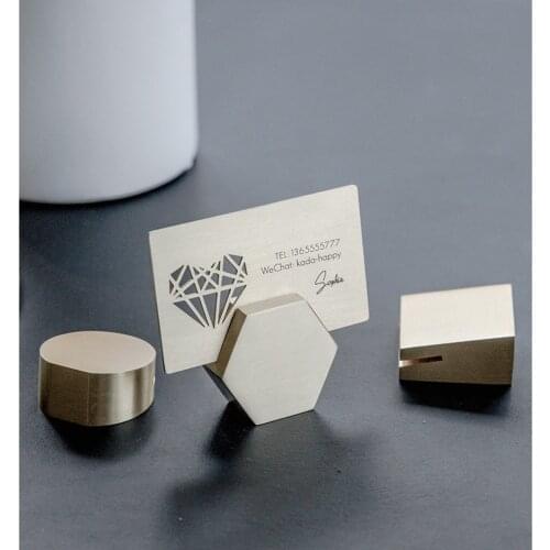 Brass Message Postcard Stand Business Card Clip Photo Note Holder Label Base Sign Board Insert to Slot