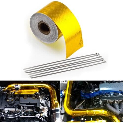 Golden aluminum foil tape for Car modification Silver insulation aluminum foil fiber cloth 5 meters Car exhaust pipe Decor Tape