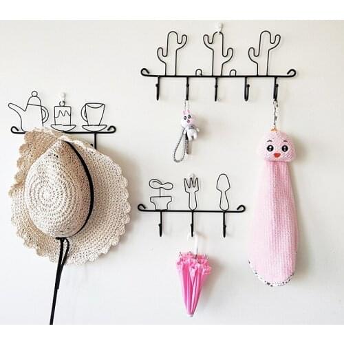 Metal Hooks Nordic Iron Multifunctional Handmade Wall Hanging Keys Coats Wall Decorative Hook Cap Keys Storage Racks