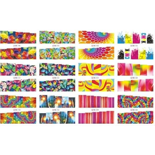UPRETTEGO 12 PACKS / LOT NAIL ART BEAUTY WATER DECAL SLIDER NAIL STICKER GOLD FISH RAINBOW BUTTERFLY OIL PAINTING BN109-120