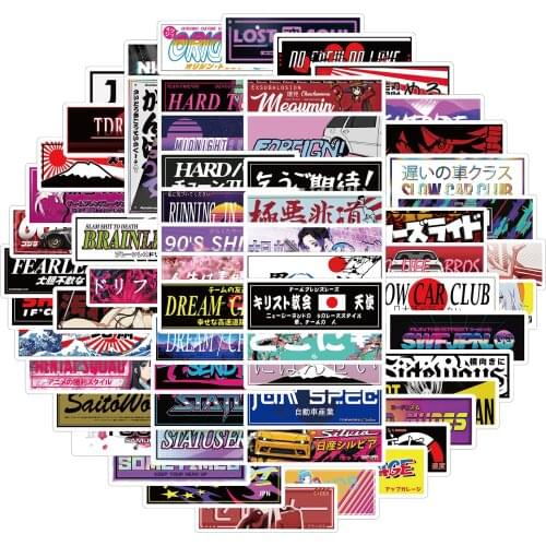 10/30/66PCS JDM Racing Car Modification Graffiti Stickers For Motorcycle Helmet Drifting Car Styling Waterproof Decals Sticker