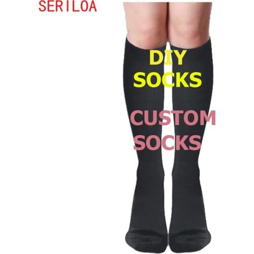 Custom Socks Knee Socks High Long Fashion Stocking Diy Socks Print LOGO/TEXT/PHOTO for Men Women
