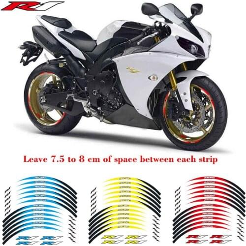 New high quality 12 Pcs Fit Motorcycle Wheel Sticker stripe Reflective Rim For Yamaha YZF R1