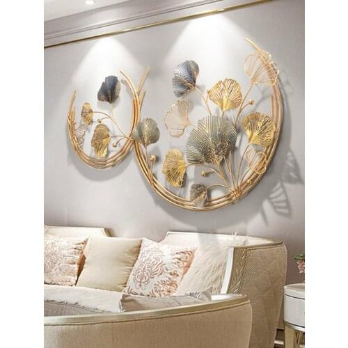 New Chinese Style Luxury Gingko Leaf Wall Decoration Living Room Sofa Background 3D Wall Hanging Room Decor Aesthetic