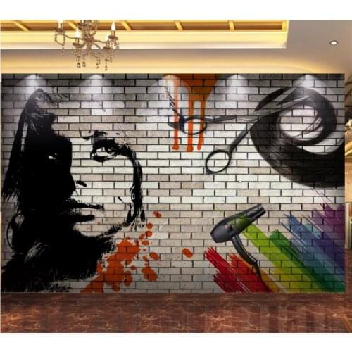 Beibehang Customized wallpaper 3D mural brick wall salon salon hair salon tooling background wall living room bedroom mural обои
