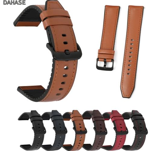 20mm 22mm Silicone Genuine Leather Watchband Watch Strap For Samsung Galaxy Watch 3 41mm 45mm/Galaxy Active 2 40mm 44mm Band