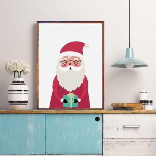 Merry Christmas Red Santa Claus And White Snowman Canvas Painting Posters And Prints Wall Art Pictures For Living Room Decor