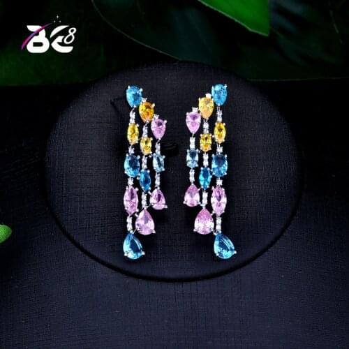 Be 8 Brilliant Geometric Stick Micro Cubic Zirconia Drop Earring Pave Women Wedding Bridal Party Earring Jewelry Mujer ModaE736