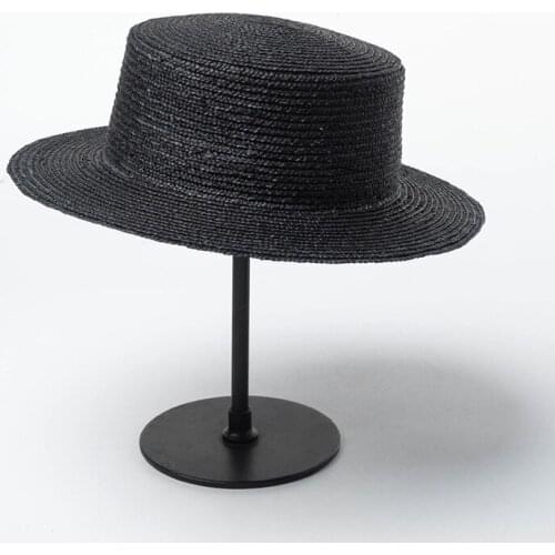 New Summer Black Hats For Women Boater Beach Hat 5cm 7cm 9cm Wide Side Female Casual Panama Cap Handmade Straw Sun Hat Caps Men