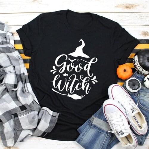 Good Witch 100%Cotton T-shirt Funny Women Short Sleeve Halloween Party Tshirt Casual Autumn Graphic 90s Holiday Gift Tops Tees