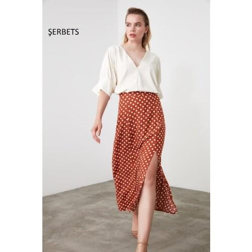 ŞERBETS 2020 autumn winter women pleated high waist skirt long Korean style nostalgic