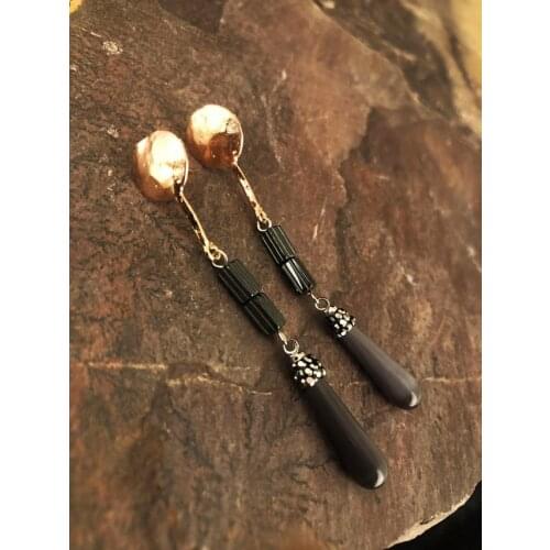 Dr Stone Natural Stone Women 'S Cat 'S Eye Stone Rose Gold Plated Earrings KR 439800206