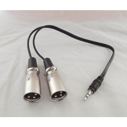 1pcs 3.5mm 1/8" Male Stereo TRS Audio To 2 Dual 3 Pin XLR Male Microphone Cable 1ft/10ft
