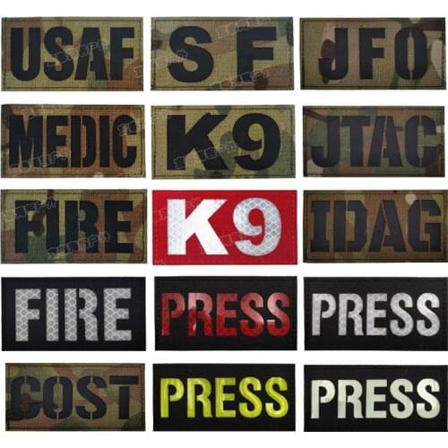 1 pc English Letter IR Armband Reflective Badge Military Combat Battle Hook Ring Night Identification Chapter Backpack Applique