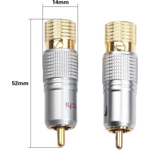 2Pcs 10mm Gold Plated Audio Connectors RCA Banana Plug Locking Non Solder Banana Plug RCA Wire Connector Socket Adapter