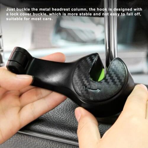 2 in 1 Car Headrest Hook 12X5.5X3.5cm Back Hook w/Phone Holder Seat Back Hanger for Bag Handbag Purse Grocery Cloth Foldble Clip