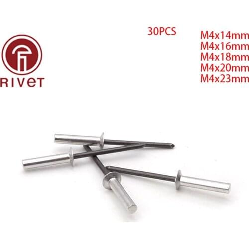 30pcs M4*14/16/18/20/23 DIN 15974 Aluminum Countersunk Head Closed End Blind Rivet Sealed Blind Rivet Water Air Tightness Rivets