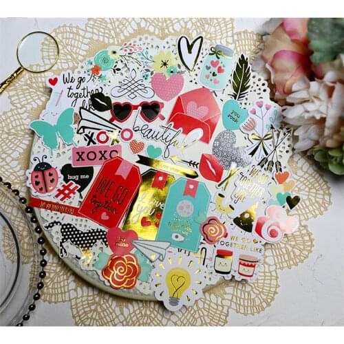 44pcs Go Together Love Cardstock Die Cut Fiol Stickers for Scrapbooking Happy Planner/Card Making/Journaling Project Craft