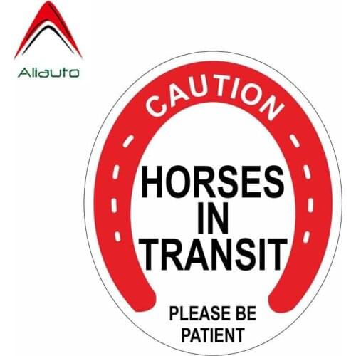 Aliauto Personality Car Sticker Caution Horses In Transit Accessories Cover Scratch PVC Decal for Golf 5 Kia Ceed Kia,12cm*11cm