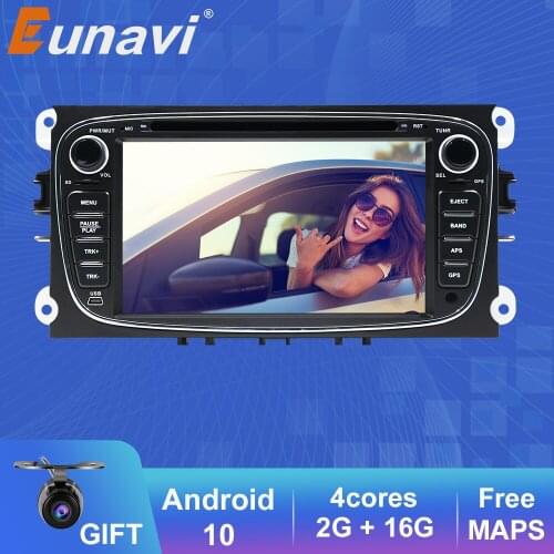 Eunavi 2 Din Android 10 Car Radio dvd for Ford focus 2 Mondeo S-MAX C-MAX Galaxy Transit Tourneo stereo GPS Navigation DSP WIFI