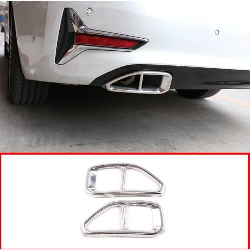 Car Accessories Interior Exhaust Pipe Tail Throat Trim For BMW 3 Series G20 G28 325 2019-2020 Stainless Steel Sliver/Black 2 Pcs