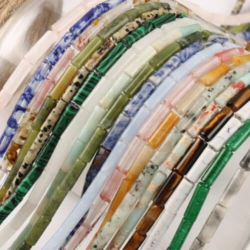 Natural Stone Cylinder Shape Agates Quartz Jaspers Spacer Beads for Jewelry Making DIY Charm Bracelet Necklace Accessories 15