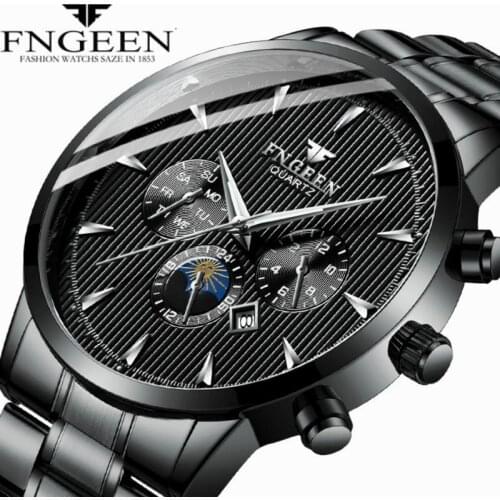 Relogio masculino FNGEEN Series Quartz watch Men Watches luxury Waterproof Sport wristwatch Steel Straps male clock Reloj montre