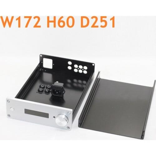 Small Size Preamp AMP Chassis Silver Black DIY Power Amplifier Supply Case W172 H60 D251 Hifi Aluminum Enclosure Front Window