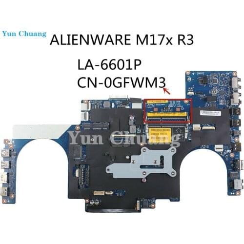 CN-0GFWM3 LA-6601P FOR DELL FOR ALIENWARE M17x R3 CN-0GFWM3 0GFWM3 GFWM3 MOTHERBOARD LA-6601P ully tested