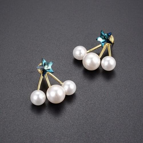 Dorado 2021 New Fashion Elegant Simulated Pearl Stud Earrings For Women Five Pointed Star Birthday Wedding Party Jewelry Gift