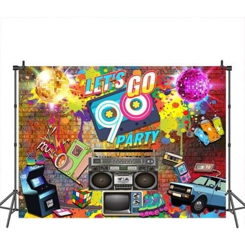 90s Party Photogtaphy Background Spray paint Graffiti Brick Wall theme Birthday Party Banner Decoration Photo Booth Backdrops