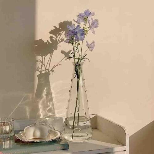 Ins Style Water Drop Small Flower Vase Rain Spot Plant Glass Hydroponic Flower Arrangement Desktop Creative Ornament Decoration