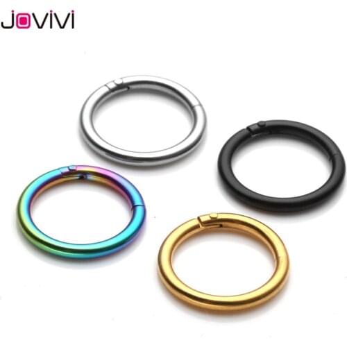 JOVIVI 16G Stainless Steel Hinged Clicker Earring Fit Ear Nose Septum Nipple Huggie Hoop Lip Rings Muti-used Piercing Jewelry