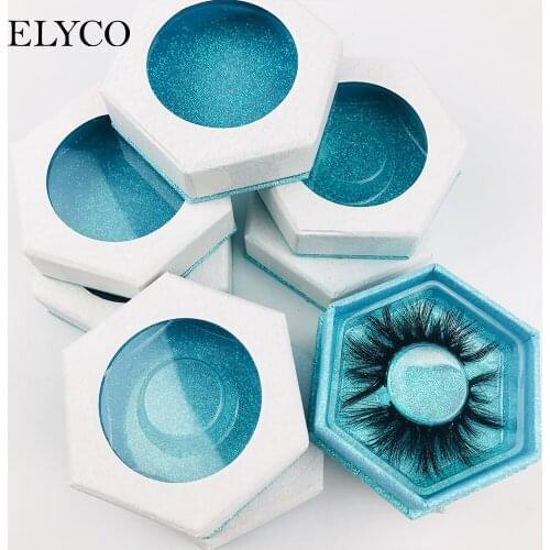 ELYCO Hexagon Eyelash Packaging Box Custom Logo Fake 3d Mink eyelashes Boxes Faux Cils lash stripe Empty Case